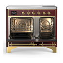 ILVE Majestic III 40-Inch Induction Range with 6 Induction Elements and Solid Door Electric Oven in Burgundy with Brass Trim (UMDIB40QNR3BUG)