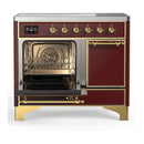 ILVE Majestic III 40-Inch Induction Range with 6 Induction Elements and Solid Door Electric Oven in Burgundy with Brass Trim (UMDIB40QNR3BUG)