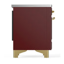 ILVE Majestic III 40-Inch Induction Range with 6 Induction Elements and Solid Door Electric Oven in Burgundy with Brass Trim (UMDIB40QNR3BUG)