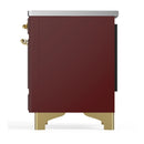 ILVE Majestic III 40-Inch Induction Range with 6 Induction Elements and Solid Door Electric Oven in Burgundy with Brass Trim (UMDIB40QNR3BUG)