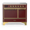 ILVE Majestic III 40-Inch Induction Range with 6 Induction Elements and Solid Door Electric Oven in Burgundy with Brass Trim (UMDIB40QNR3BUG)