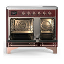 ILVE Majestic III 40-Inch Induction Range with 6 Induction Elements and Solid Door Electric Oven in Burgundy with Copper Trim (UMDIB40QNR3BUP)