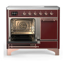 ILVE Majestic III 40-Inch Induction Range with 6 Induction Elements and Solid Door Electric Oven in Burgundy with Copper Trim (UMDIB40QNR3BUP)