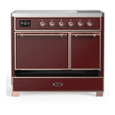 ILVE Majestic III 40-Inch Induction Range with 6 Induction Elements and Solid Door Electric Oven in Burgundy with Copper Trim (UMDIB40QNR3BUP)