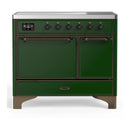 ILVE Majestic III 40-Inch Induction Range with 6 Induction Elements and Solid Door Electric Oven in Emerald Green with Burnished Trim (UMDIB40QNR3EGB)