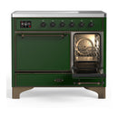 ILVE Majestic III 40-Inch Induction Range with 6 Induction Elements and Solid Door Electric Oven in Emerald Green with Burnished Trim (UMDIB40QNR3EGB)