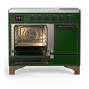 ILVE Majestic III 40-Inch Induction Range with 6 Induction Elements and Solid Door Electric Oven in Emerald Green with Burnished Trim (UMDIB40QNR3EGB)