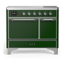 ILVE Majestic III 40-Inch Induction Range with 6 Induction Elements and Solid Door Electric Oven in Emerald Green with Chrome Trim (UMDIB40QNR3EGC)