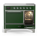 ILVE Majestic III 40-Inch Induction Range with 6 Induction Elements and Solid Door Electric Oven in Emerald Green with Chrome Trim (UMDIB40QNR3EGC)