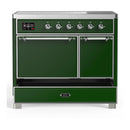ILVE Majestic III 40-Inch Induction Range with 6 Induction Elements and Solid Door Electric Oven in Emerald Green with Chrome Trim (UMDIB40QNR3EGC)