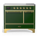 ILVE Majestic III 40-Inch Induction Range with 6 Induction Elements and Solid Door Electric Oven in Emerald Green with Brass Trim (UMDIB40QNR3EGG)