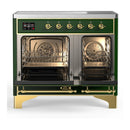 ILVE Majestic III 40-Inch Induction Range with 6 Induction Elements and Solid Door Electric Oven in Emerald Green with Brass Trim (UMDIB40QNR3EGG)