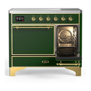 ILVE Majestic III 40-Inch Induction Range with 6 Induction Elements and Solid Door Electric Oven in Emerald Green with Brass Trim (UMDIB40QNR3EGG)
