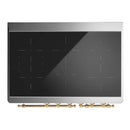 ILVE Majestic III 40-Inch Induction Range with 6 Induction Elements and Solid Door Electric Oven in Emerald Green with Brass Trim (UMDIB40QNR3EGG)