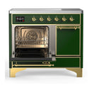 ILVE Majestic III 40-Inch Induction Range with 6 Induction Elements and Solid Door Electric Oven in Emerald Green with Brass Trim (UMDIB40QNR3EGG)