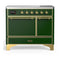 ILVE Majestic III 40-Inch Induction Range with 6 Induction Elements and Solid Door Electric Oven in Emerald Green with Brass Trim (UMDIB40QNR3EGG)