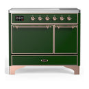 ILVE Majestic III 40-Inch Induction Range with 6 Induction Elements and Solid Door Electric Oven in Emerald Green with Copper Trim (UMDIB40QNR3EGP)
