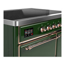 ILVE Majestic III 40-Inch Induction Range with 6 Induction Elements and Solid Door Electric Oven in Emerald Green with Copper Trim (UMDIB40QNR3EGP)