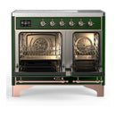 ILVE Majestic III 40-Inch Induction Range with 6 Induction Elements and Solid Door Electric Oven in Emerald Green with Copper Trim (UMDIB40QNR3EGP)