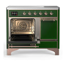 ILVE Majestic III 40-Inch Induction Range with 6 Induction Elements and Solid Door Electric Oven in Emerald Green with Copper Trim (UMDIB40QNR3EGP)