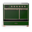 ILVE Majestic III 40-Inch Induction Range with 6 Induction Elements and Solid Door Electric Oven in Emerald Green with Copper Trim (UMDIB40QNR3EGP)