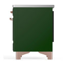 ILVE Majestic III 40-Inch Induction Range with 6 Induction Elements and Solid Door Electric Oven in Emerald Green with Copper Trim (UMDIB40QNR3EGP)
