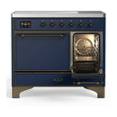 ILVE Majestic III 40-Inch Induction Range with 6 Induction Elements and Solid Door Electric Oven in Mightnight Blue with Burnished Trim (UMDIB40QNR3MBB)