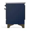 ILVE Majestic III 40-Inch Induction Range with 6 Induction Elements and Solid Door Electric Oven in Mightnight Blue with Burnished Trim (UMDIB40QNR3MBB)