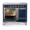 ILVE Majestic III 40-Inch Induction Range with 6 Induction Elements and Solid Door Electric Oven in Mightnight Blue with Chrome Trim (UMDIB40QNR3MBC)