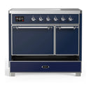 ILVE Majestic III 40-Inch Induction Range with 6 Induction Elements and Solid Door Electric Oven in Mightnight Blue with Chrome Trim (UMDIB40QNR3MBC)
