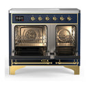 ILVE Majestic III 40-Inch Induction Range with 6 Induction Elements and Solid Door Electric Oven in Mightnight Blue with Brass Trim (UMDIB40QNR3MBG)