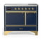 ILVE Majestic III 40-Inch Induction Range with 6 Induction Elements and Solid Door Electric Oven in Mightnight Blue with Brass Trim (UMDIB40QNR3MBG)