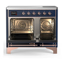ILVE Majestic III 40-Inch Induction Range with 6 Induction Elements and Solid Door Electric Oven in Mightnight Blue with Copper Trim (UMDIB40QNR3MBP)