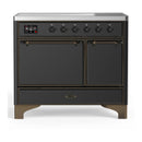 ILVE Majestic III 40-Inch Induction Range with 6 Induction Elements and Solid Door Electric Oven in Matte Graphite with Burnished Trim (UMDIB40QNR3MGB)