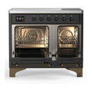 ILVE Majestic III 40-Inch Induction Range with 6 Induction Elements and Solid Door Electric Oven in Matte Graphite with Burnished Trim (UMDIB40QNR3MGB)