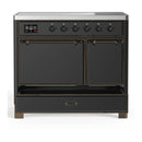 ILVE Majestic III 40-Inch Induction Range with 6 Induction Elements and Solid Door Electric Oven in Matte Graphite with Burnished Trim (UMDIB40QNR3MGB)