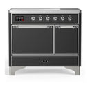 ILVE Majestic III 40-Inch Induction Range with 6 Induction Elements and Solid Door Electric Oven in Matte Graphite with Chrome Trim (UMDIB40QNR3MGC)