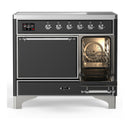 ILVE Majestic III 40-Inch Induction Range with 6 Induction Elements and Solid Door Electric Oven in Matte Graphite with Chrome Trim (UMDIB40QNR3MGC)