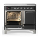 ILVE Majestic III 40-Inch Induction Range with 6 Induction Elements and Solid Door Electric Oven in Matte Graphite with Chrome Trim (UMDIB40QNR3MGC)