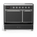 ILVE Majestic III 40-Inch Induction Range with 6 Induction Elements and Solid Door Electric Oven in Matte Graphite with Chrome Trim (UMDIB40QNR3MGC)