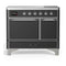 ILVE Majestic III 40-Inch Induction Range with 6 Induction Elements and Solid Door Electric Oven in Matte Graphite with Chrome Trim (UMDIB40QNR3MGC)