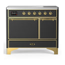 ILVE Majestic III 40-Inch Induction Range with 6 Induction Elements and Solid Door Electric Oven in Matte Graphite with Brass Trim (UMDIB40QNR3MGG)