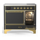 ILVE Majestic III 40-Inch Induction Range with 6 Induction Elements and Solid Door Electric Oven in Matte Graphite with Brass Trim (UMDIB40QNR3MGG)