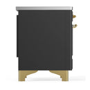 ILVE Majestic III 40-Inch Induction Range with 6 Induction Elements and Solid Door Electric Oven in Matte Graphite with Brass Trim (UMDIB40QNR3MGG)