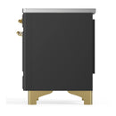 ILVE Majestic III 40-Inch Induction Range with 6 Induction Elements and Solid Door Electric Oven in Matte Graphite with Brass Trim (UMDIB40QNR3MGG)