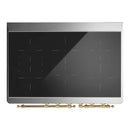 ILVE Majestic III 40-Inch Induction Range with 6 Induction Elements and Solid Door Electric Oven in Matte Graphite with Brass Trim (UMDIB40QNR3MGG)