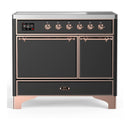 ILVE Majestic III 40-Inch Induction Range with 6 Induction Elements and Solid Door Electric Oven in Matte Graphite with Copper Trim (UMDIB40QNR3MGP)