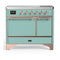 ILVE Majestic III 40-Inch Induction Range with 6 Induction Elements and Solid Door Electric Oven in Mediterranean Mint with Copper Trim (UMDIB40QNR3MMP)