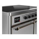 ILVE Majestic III 40-Inch Induction Range with 6 Induction Elements and Solid Door Electric Oven in Stainless Steel with Burnished Trim (UMDIB40QNR3SSB)