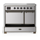 ILVE Majestic III 40-Inch Induction Range with 6 Induction Elements and Solid Door Electric Oven in Stainless Steel with Burnished Trim (UMDIB40QNR3SSB)